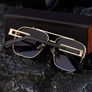 Partagas moda diseñador <span class=keywords><strong>de</strong></span> moda logotipo personalizado personalidad Metal cuadrado doble puente UV400 gafas <span class=keywords><strong>de</strong></span> <span class=keywords><strong>sol</strong></span> para hombres - Product Image 4