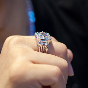 Anello da uomo a forma di T con zirconi, pavé completo di piccole pietre, semplice ed elegante, gioiello da dito per tutti i giorni, regalo perfetto - Product Image 6