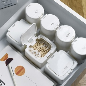Desktop Storage Box With Lid Press Button Type Cotton Swabs Cotton Pads Plastic Dustproof Student Friendly Organizer - Product Image 3
