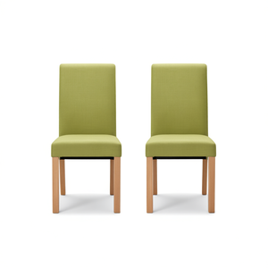 Set di 2 sedie da pranzo in tessuto verde con gambe in legno, design moderno, dimensioni standard, mobili per la casa - Product Image 1