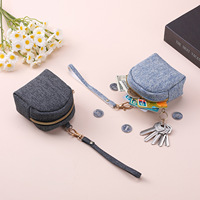 Nouveauté Sac à clés en toile de voyage décontracté Mini porte-monnaie Porte-écouteurs Rangement Porte-clés de couple Sac à dos Pendentif Sac à main en denim