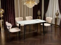 Ensemble de table à manger carrée en pierre frittée moderne avec pieds en métal pour 4 personnes, écologique, imperméable, pour hôtel et villa