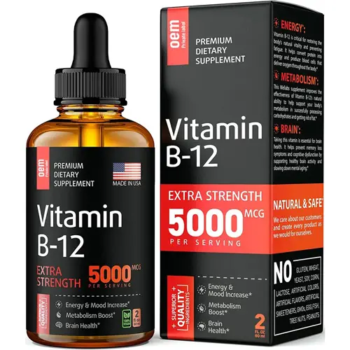 OEM private label 100% extract natural pure Vitamin B 12 Drops100mcg healthcare supplement