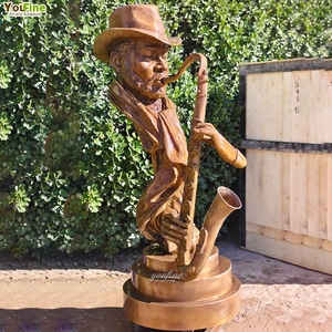 Jazz Saxophone <span class=keywords><strong>Player</strong></span> nhạc sĩ điêu khắc đồng người đàn ông chơi Saxophone tượng để bán - Product Image 2