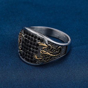 Anillo de Acero Inoxidable con Diamantes Negros y Escorpión, Estilo Retro Personalizado Europeo y Americano, Accesorios de Moda Minimalistas Nórdicos - Product Image 3