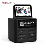 Station de recharge de batteries externes à 6 emplacements Relink avec plusieurs ports USB pour distributeurs automatiques et services de partage