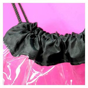 Transparent Clear Event Drawstring Personalized Decal Monogram <b>Initials</b> Custom Text Bridesmaid <b>Bag</b> Party Favor - Product Image 2