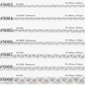 Sri Lanka Factory 925 Collar con patrón de rollo martillado de plata Cadenas de corte de diamante de alta calidad Patrón de rollo elegante de moda - Product Image 5