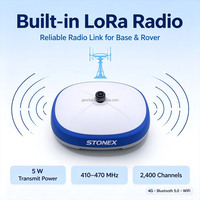 Receiver GNSS RTK Stonex S6II Lite 5W UHF dengan RAM 8GB, Basis Stasiun, dan Rating IP68 untuk Pengukuran Lahan, Dilengkapi 4G/Bluetooth/WiFi