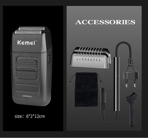 KEMEI <span class=keywords><strong>1102</strong></span> Rasoir électrique sans fil rechargeable pour hommes Rasoir à feuille alternative à double lame - Product Image 3
