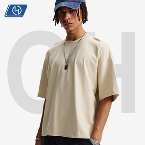 275G Heavyweight Compact Double Yarn Cotton Unisex Loose Boxy Cropped Breathable Wrinkle Resistant Trendy Streetwear <strong>Basic</strong> Tees - Product Image 2