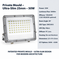 Projecteur mural étanche IP65, éclairage extérieur pour cour, projecteur LED 50W