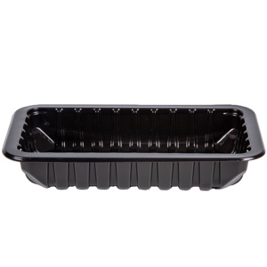 Food Tray Plastic Food Disposable Frozen Food Tray Packaged Black Red Supermarket Meat Blister Packing Plastic Food Tray