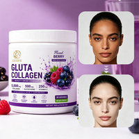 Poudre de Collagène Hydrolysé à Marque Blanche pour l'Éclaircissement de la Peau, Saveur Baies Mélangées, avec Glutathion