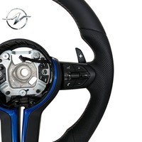 Volant sport en cuir perforé à 3/4 rayons de 35 mm avec coutures en fibre de carbone pour BMW Série 3 F30/F10/F15/F16/F06/F32/F26/F25