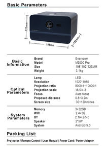 Proyector Inteligente Everycom M3000 Pro 4K 1080P Android HDR, Cine en Casa, Video Full <span class=keywords><strong>HD</strong></span>, Lente de Enfoque Automático, Mejor Precio - Product Image 6