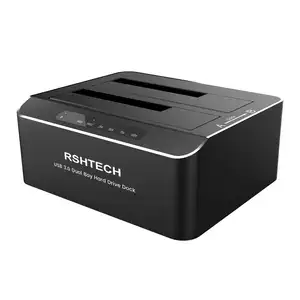 RSHTECH 6Gbps UASP Offline Clone 16TB HDD Docking Station USB 3.0 Dual Bay SATA Hard Drive Dock for 2.5'' and 3.5'' SSD/HDD