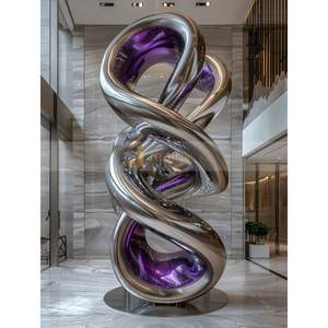 ANW5415 Escultura monumental de acero inoxidable estilo Art Deco a gran escala, piezas audaces para espacios públicos - Product Image 4