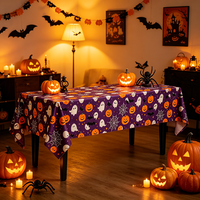 Nappe jetable en PEVA pour fête d'Halloween moderne et joyeuse, motif chat noir, imperméable, pour fête d'enfants