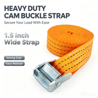 Sangle de fixation à boucle à came de 38 mm (1,5 pouce), ceinture de maintien de cargaison pour le serrage et la fixation des marchandises