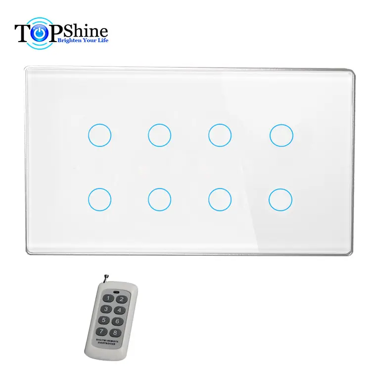 Topshine 147 type 1 to 8 gang dimmer fan curtain freely combined RF433 remote touch switch