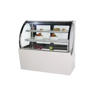 Equipo de panadería comercial, refrigerador curvo, escaparate de repostería, soporte de 3 niveles, nevera para repostería, refrigerador de exhibición de pasteles