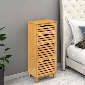 Nordic 4 Drawer Standing Bamboo Storage Cabinet Floor Cabinet Multifunctional Easy Assembly Storage Holders & Racks - Product Image 4