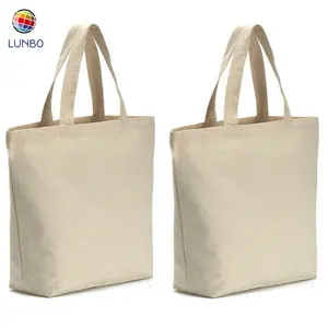 NO MOQ Reusable White Canvas Bag Plain or Custom printed