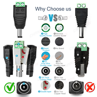 Conector de Alimentación CC de 12V 5A, Jack Hembra/Macho de 2.1mm x 5.5mm, Adaptador de Tornillo para Tira LED y Cámara CCTV