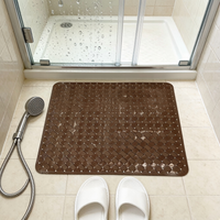 Tapis de bain carré YIJU 50x50cm en PVC solide, antidérapant, antibactérien, écologique, avec ventouses et trous de drainage pour salle de bain et douche