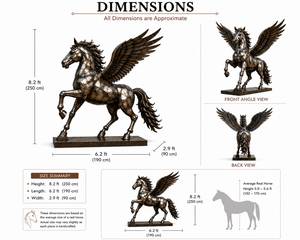 Sculpture d'animal en bronze grandeur nature, statue de cheval ailé en bronze coulé, œuvre d'art en laiton pour la décoration extérieure de jardin et de paysage - Product Image 3