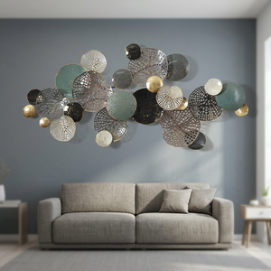 Art mural unique de style portrait multicolore durable avec un design en filet, art mural pour le salon, la chambre à coucher, décoration d'arrière-plan - Product Image 3