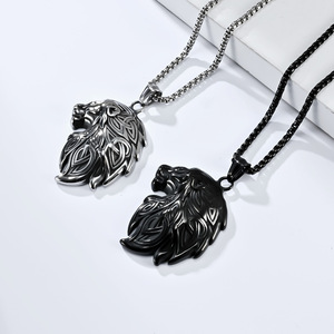 Colgante Vintage Nórdico Vikingo con Cabeza de León y Nudo Triangular Eterno, Collar Artístico Versátil con Tótem Cultural - Product Image 2