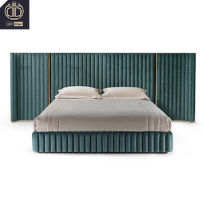 High-End Donkergroene Dubbele Grote Hoofdeinde Vleugelbedden Luxe Kingsize Zeer Grote Bedden Met Groot Hoofdbord