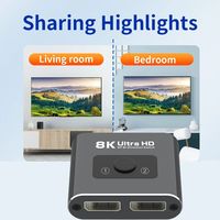 Répartiteur HDMI 4Kx2K 80Hz 120Hz 1 entrée 2 sorties, commutateur HDMI bidirectionnel prenant en charge HDR, 8K, 3D, 1080P