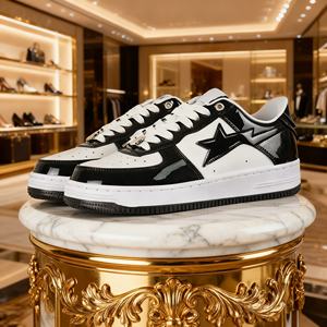 Zapatillas Casuales de Alta Gama Bapeed, Diseño de Estrella, Cuero PU Patentado, Malla Transpirable, Ligeras, con Cordones, a la Moda, con Suela de Goma - Product Image 2