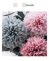 Fleur artificielle, grande fleur en forme de boule, chrysanthème, décoration d'intérieur, accessoires de mariage, arrangement floral, matériel floral