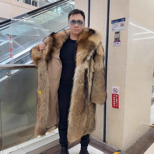 Nuovo Stile Invernale <span class=keywords><strong>Cappotto</strong></span> in Pelliccia di Procione da <span class=keywords><strong>Uomo</strong></span> Lungo con Risvolto Ispessito Caldo Business Casual Antivento e Resistente al Freddo - Product Image 6