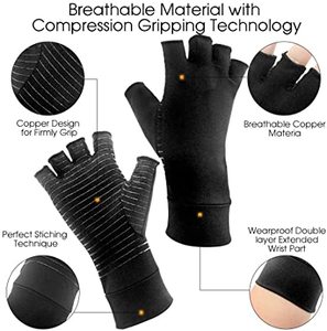 Computer <strong>Typing</strong> Arthritis Compression <strong>Gloves</strong> With Copper Hand Support Joint Pain Relief Best Copper Infused Fingerless <strong>Glove</strong> - Product Image 2