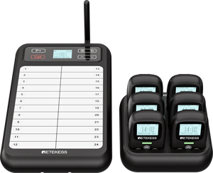 Sistema de Llamada para Camareros de Cafetería y Restaurante, Resistente al Agua IP54, Transmisor con Tablero de Notas, Vibración y Sonido, Alcance de 800m, ABS - Product Image 1