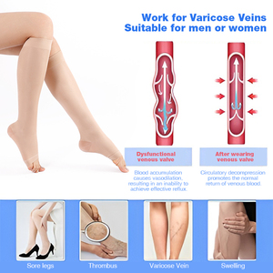 <span class=keywords><strong>Medias</strong></span> de <span class=keywords><strong>Compresión</strong></span> Compports de Diseño con Punta Abierta, 20 Denier, para Mujer, Hasta la Rodilla, 15-20 MMHG, Transparentes - Product Image 4