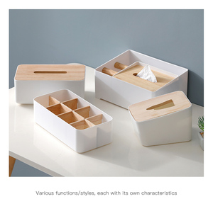 モダンデザインデスクトップケーブル管理ボックスPPプラスチック製木製カバーケーブル主催者4つの排気部付き整理ケーブル - Product Image 4