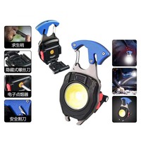 Porte-clés magnétique puissant COB lampes de travail, lampe de poche rechargeable USB 3modes avec ouvre-bouteille