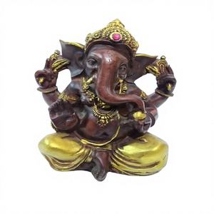 รูปปั้นพระพิฆเนศงานแกะสลักเรซิ่นสีสันสดใส ทำมือ วาดลายด้วยมือ ตกแต่งบ้าน สไตล์อินเดีย - Product Image 1