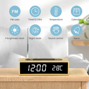 Réveil LED en bambou, Style ajusté, <span class=keywords><strong>Radio</strong></span>, <span class=keywords><strong>avec</strong></span> température - Product Image 2