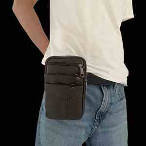 Sac bandoulière en cuir pour homme avec plusieurs poches zippées, petit portefeuille à bandoulière pour les voyages, l'usage quotidien et les activités de plein air - Product Image 3