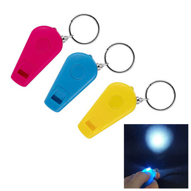 Cool New Gadgets Promotional Gift Led Light Whistle Survival Keyring Plastic Whistle Flashlight Keychain Custom Logo