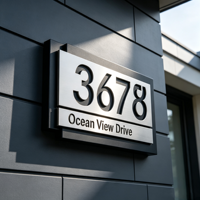 Plaque de numéro de maison murale extérieure moderne en acier inoxydable 3D écologique personnalisée BOYANG pour hôtel et villa