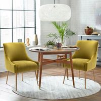 Chaises de salle à manger en tissu velours, de style nordique, avec jambes en or