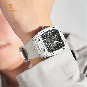High Beat Quality Rectangular <strong>Skeleton</strong> Retro Barrel Type Mechanical <strong>Watch</strong> With High Grade White Mechanical Dress <strong>Watches</strong> - Product Image 2